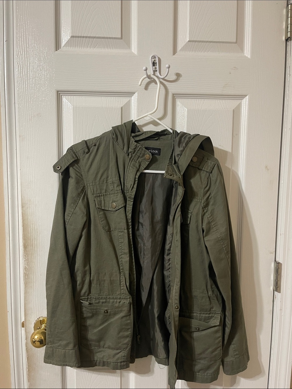New Look Olive Green Women's Hooded Military Field Jacket